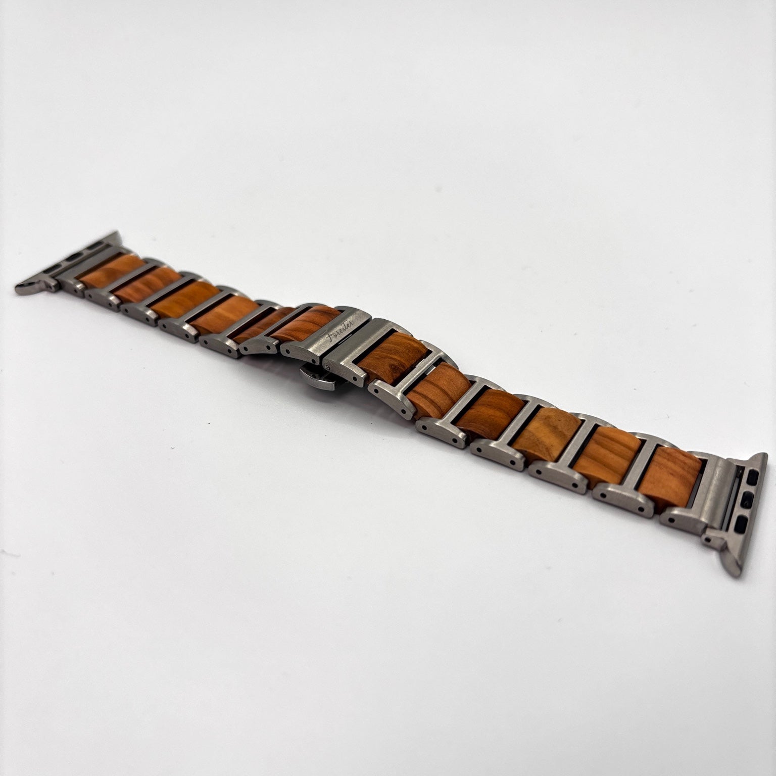 Forester Olive Wood & Stainless Steel Apple Watch Band