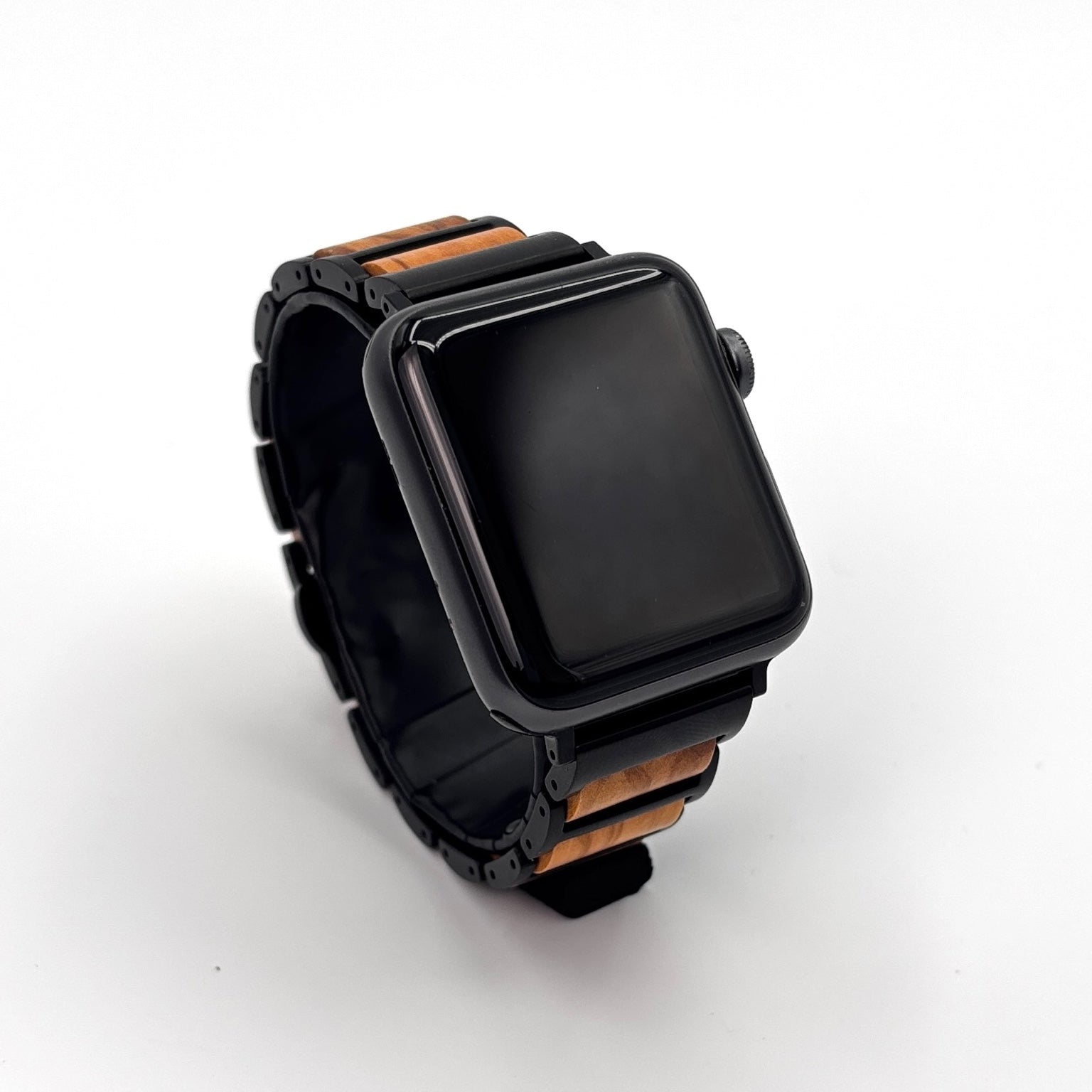 Forester Olive Wood & Black Metal Apple Watch Band