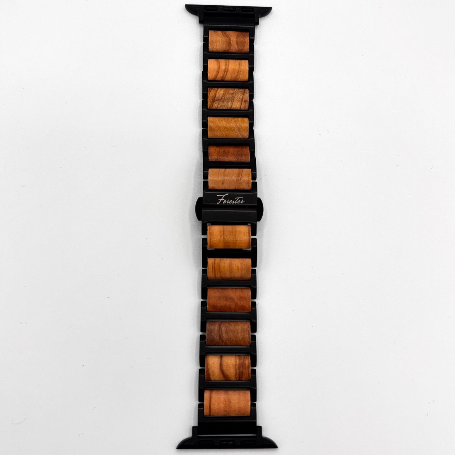 Forester Olive Wood & Black Metal Apple Watch Band