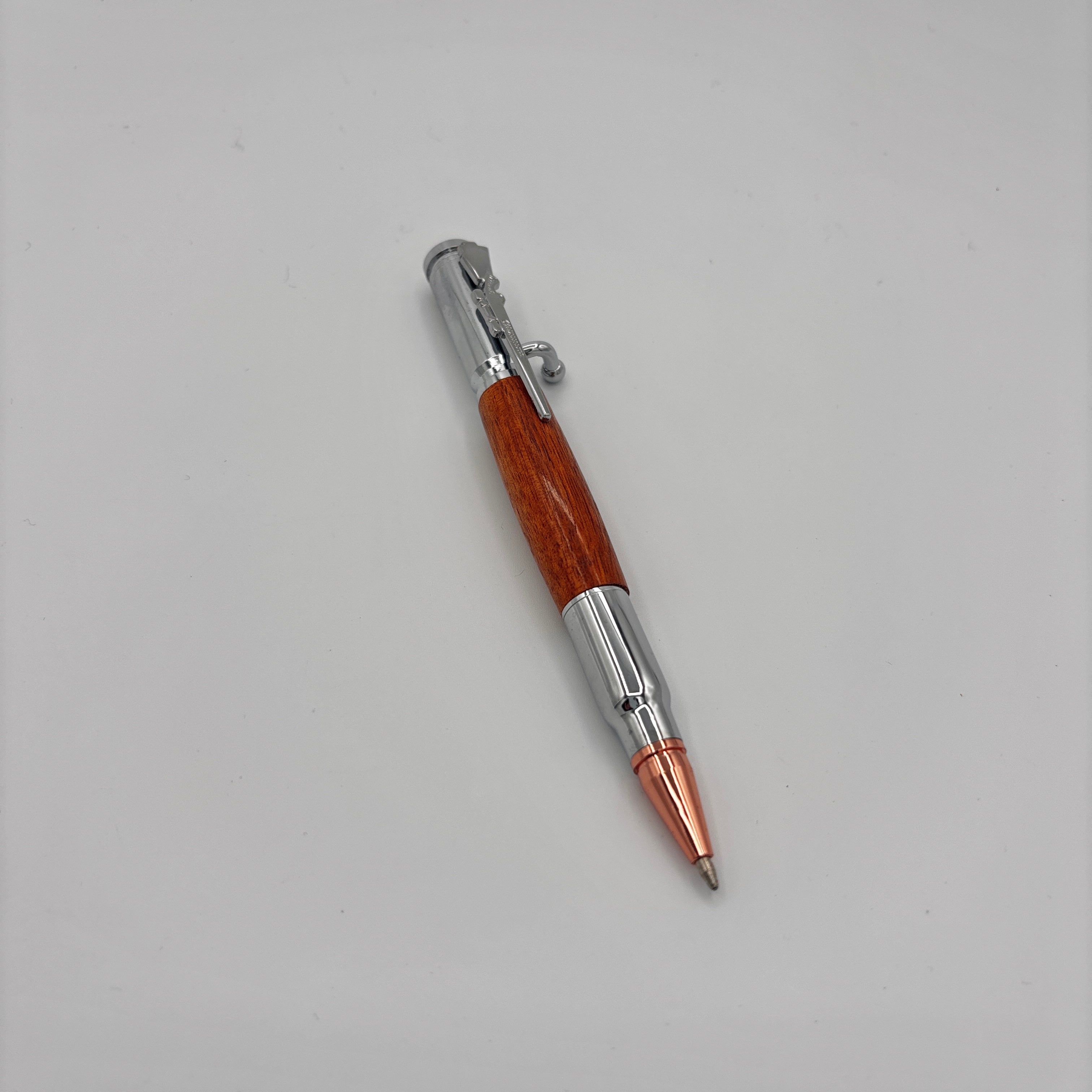 Silver Bolt Action Pen – Brazilian Cherry (Jatoba) Wood