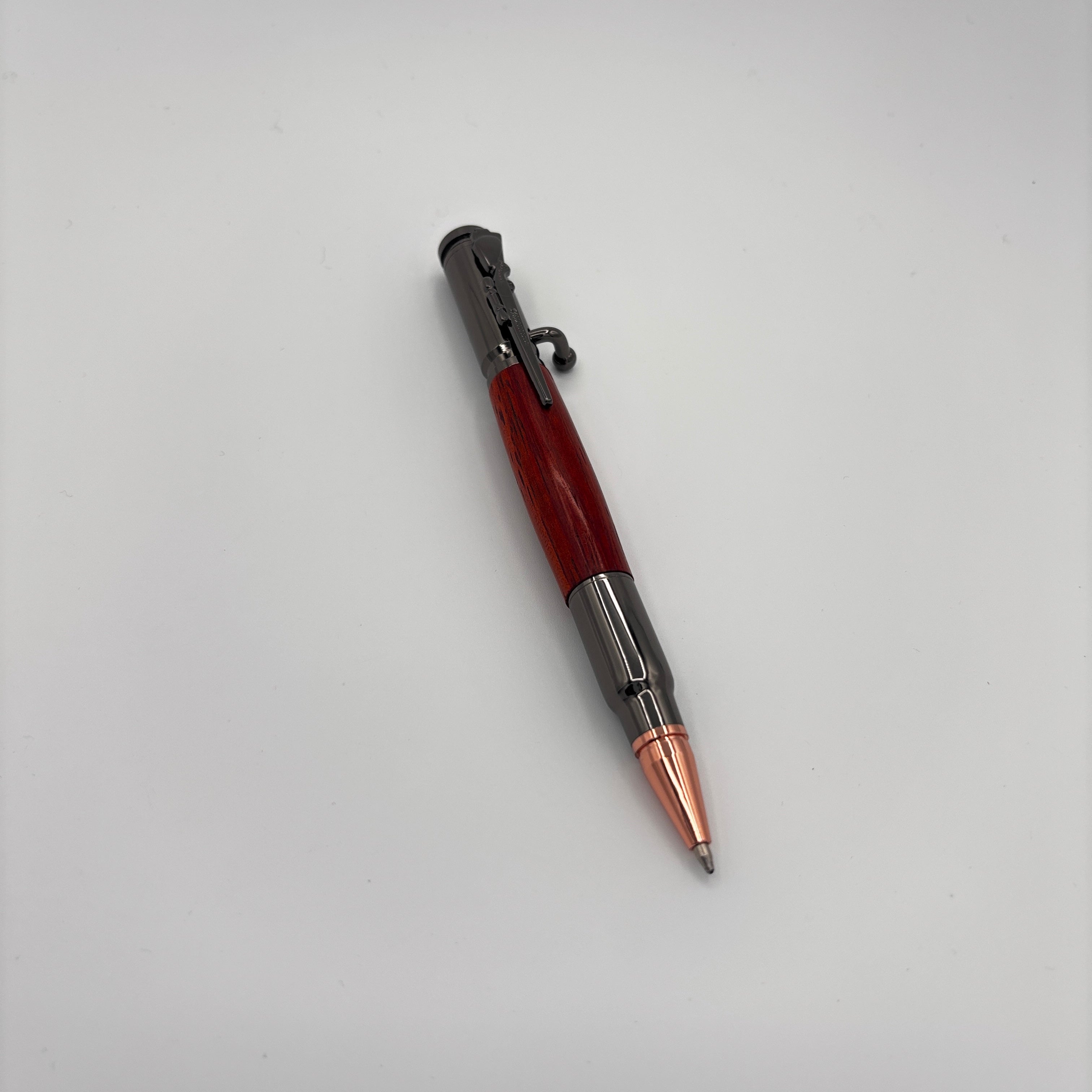 Bolt Action Ink Pen – Gunmetal with Padauk Wood