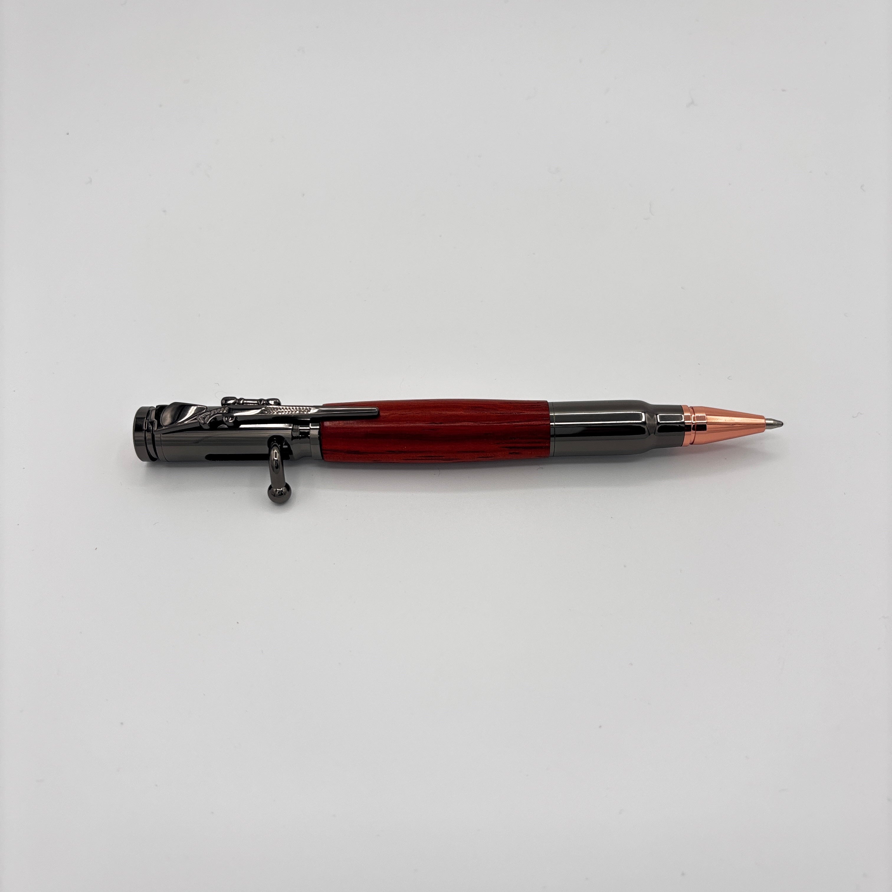 Bolt Action Ink Pen – Gunmetal with Padauk Wood