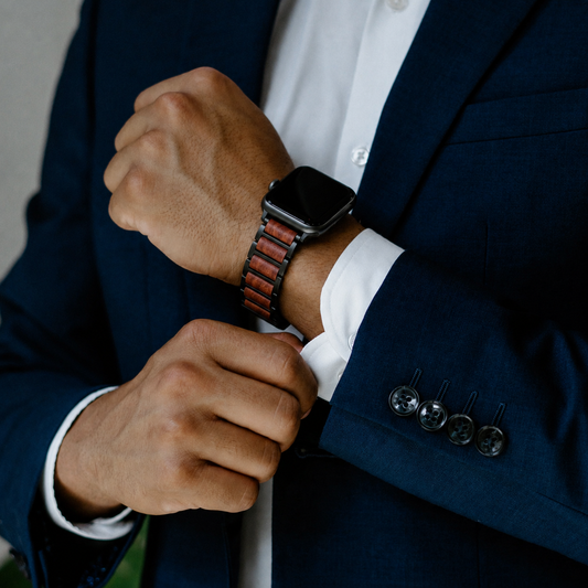 Everbranch Walnut Apple Watch Band – Black Steel Edition