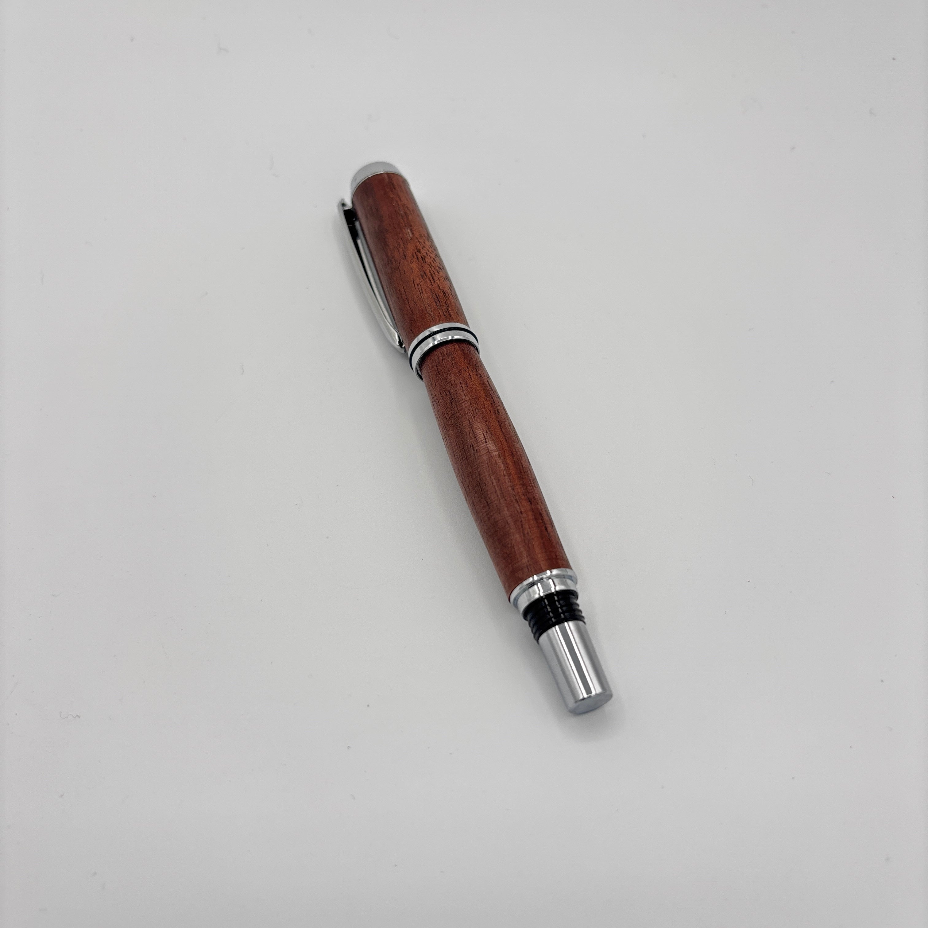 Silver Junior Gentleman Ink Pen – Brazilian Cherry (Jatoba)