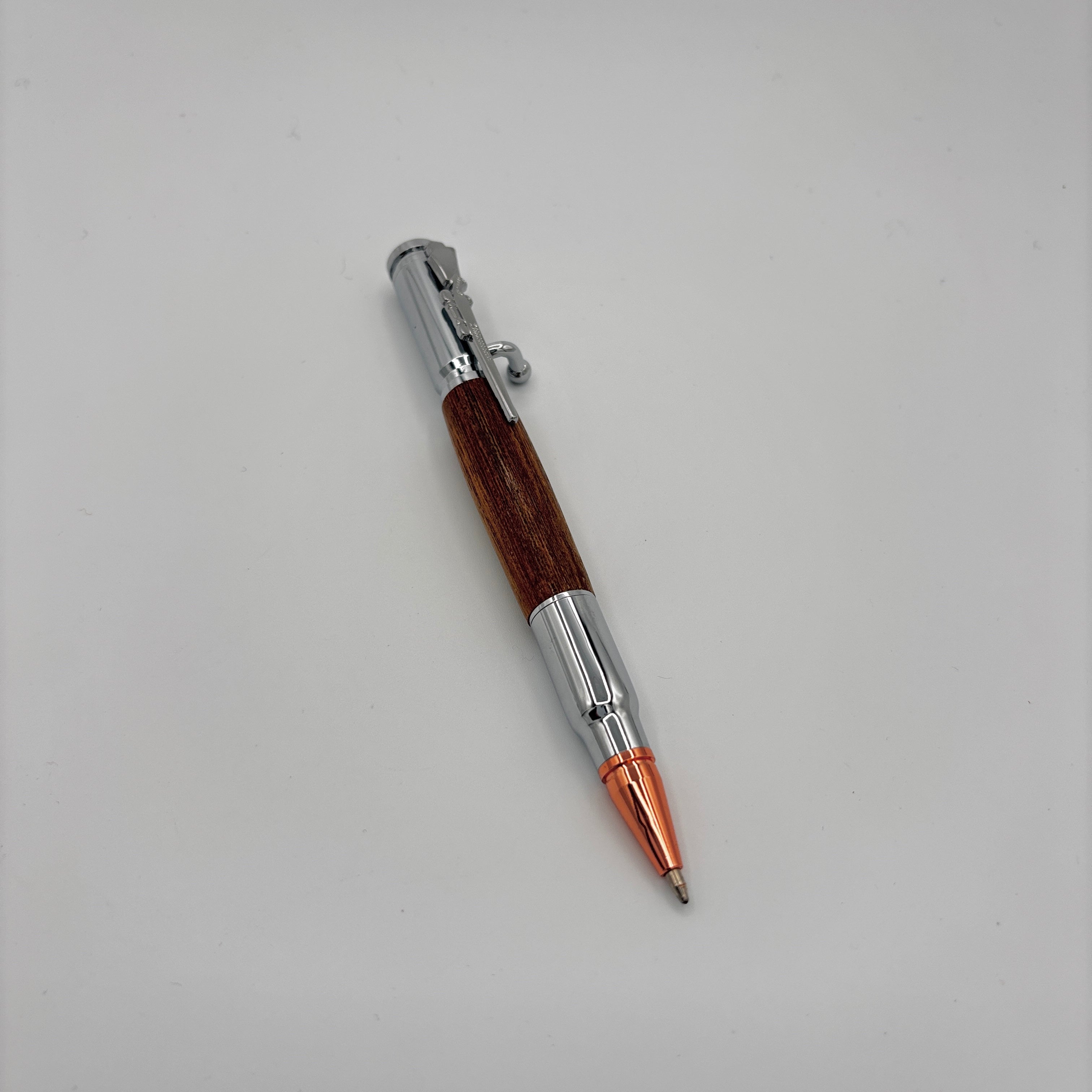 Bolt Action Ink Pen – Silver Hardware with Wenge Wood