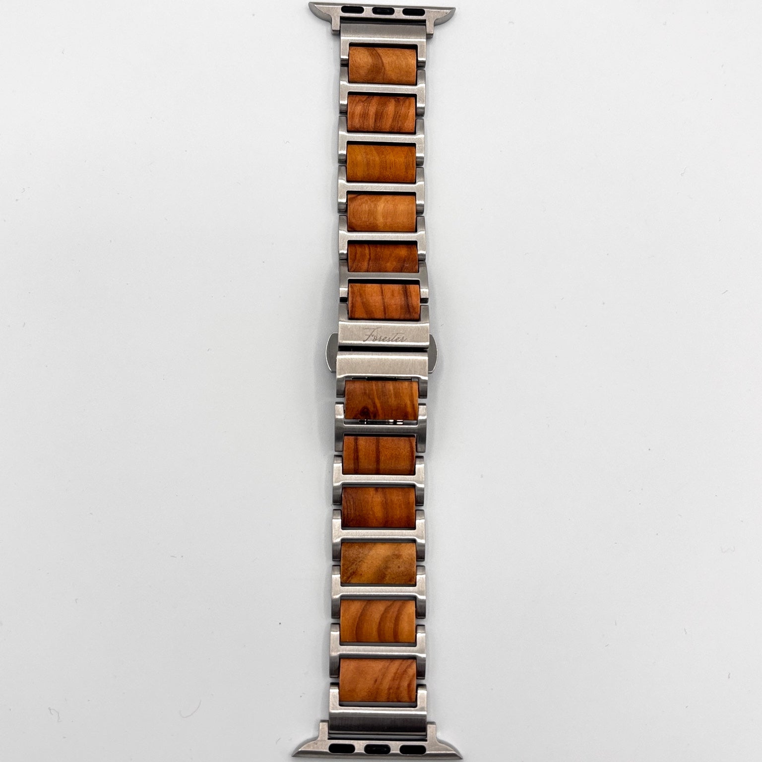 Forester Olive Wood & Stainless Steel Apple Watch Band