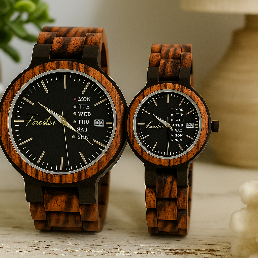 Forester Canyon – His & Hers Zebrawood Timepieces by Hedges Woodcraft