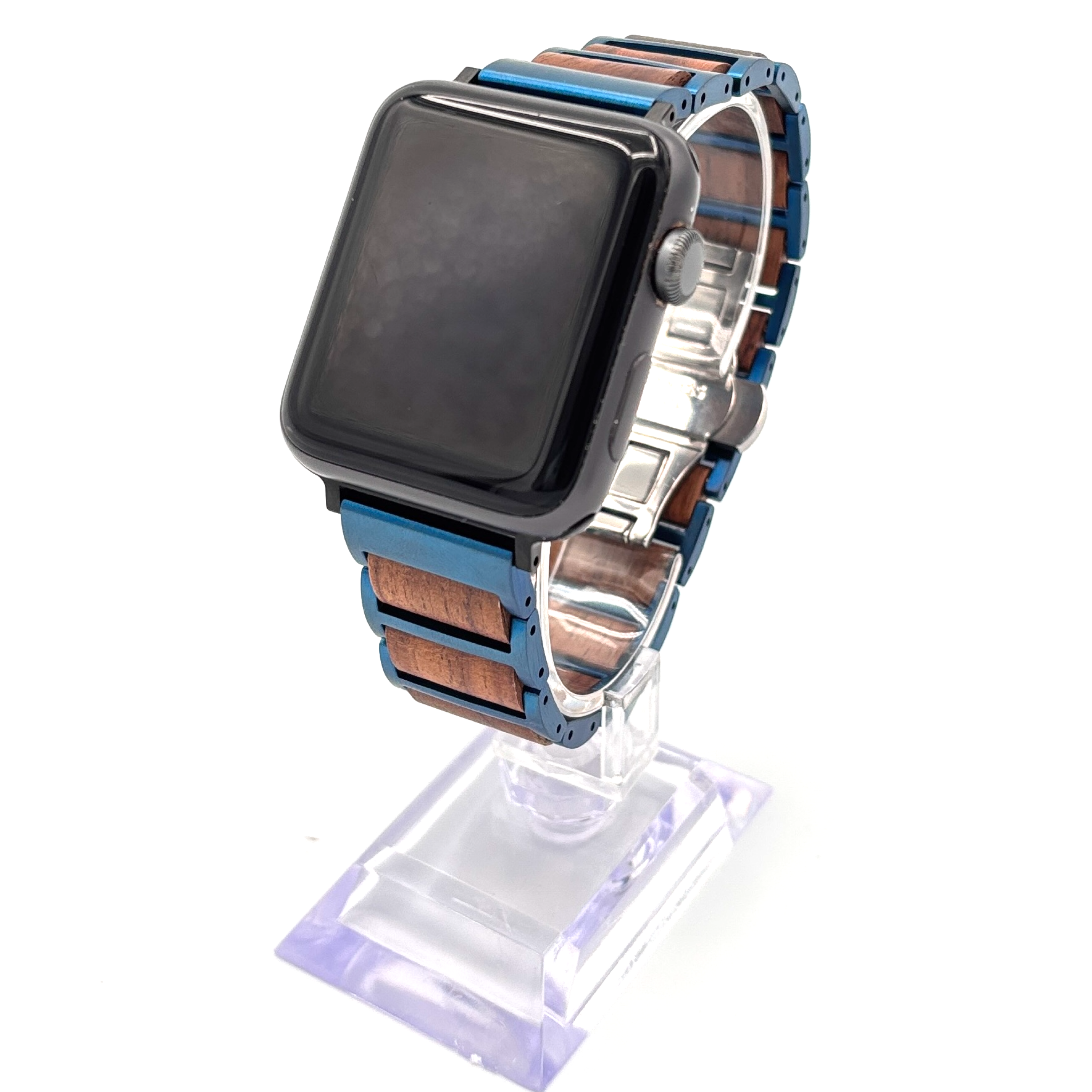 Forester Walnut Apple Watch Band – Blue Steel Edition