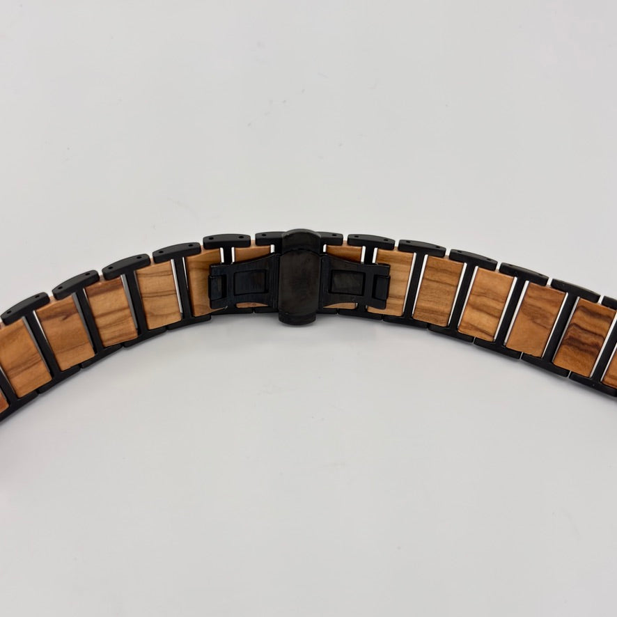 Everbranch Olive Wood & Black Metal Apple Watch Band