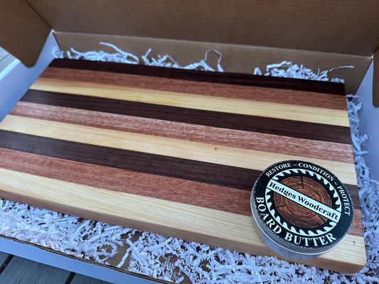 Cypress, Sapele, and Walnut Edge Grain Cutting Board – A Stunning Trio of Natural Beauty