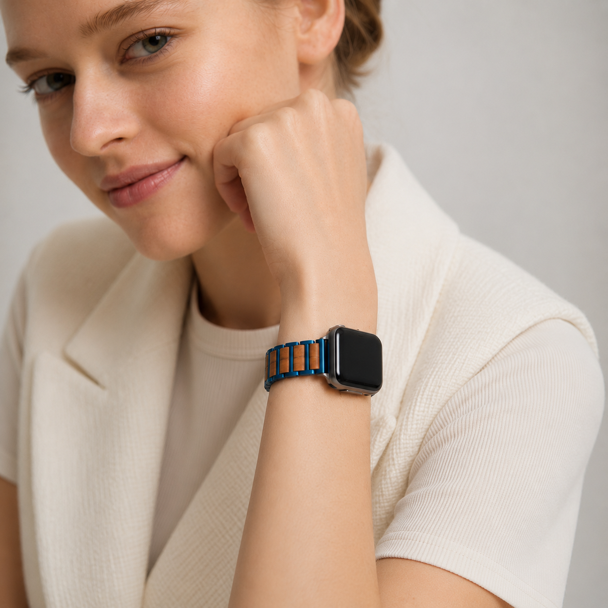 Everbranch Walnut Apple Watch Band – Blue Steel Edition