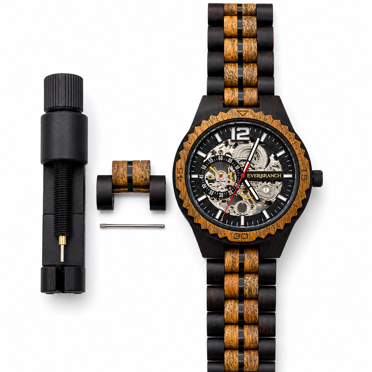Navigator – Zebrawood & Walnut Automatic Watch by Everbranch
