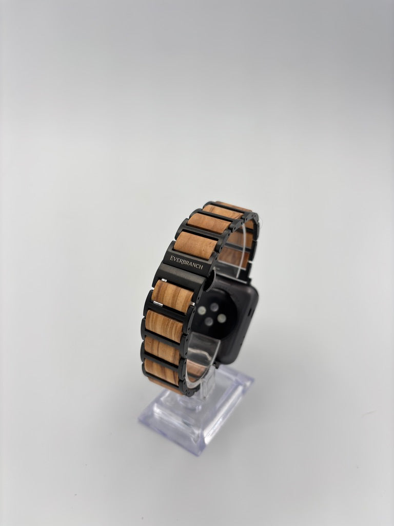Everbranch Olive Wood & Black Metal Apple Watch Band