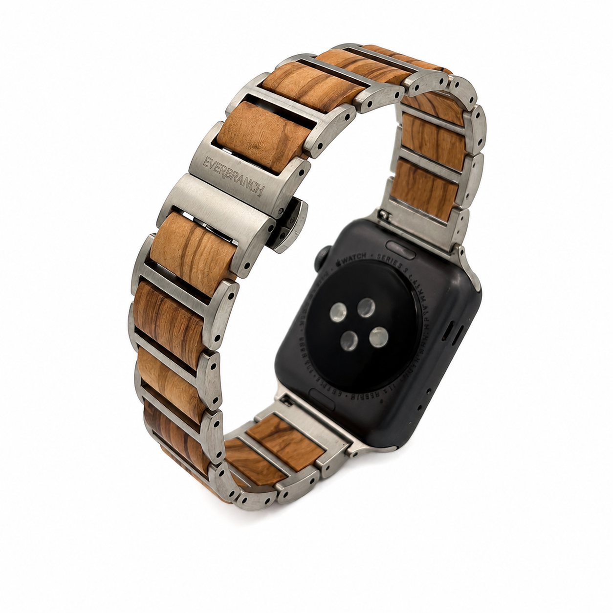 Everbranch Olive Wood & Stainless Steel Apple Watch Band