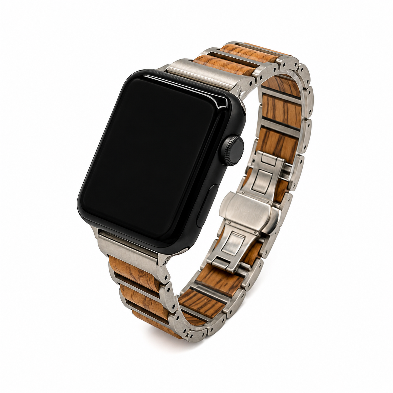 Everbranch Olive Wood & Stainless Steel Apple Watch Band