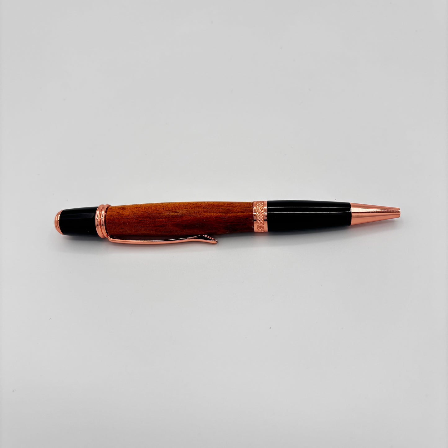 Handcrafted Gatsby Rose Gold Canary Wood Pen – Radiant Yellow Wood with Warm Rose Gold Accents