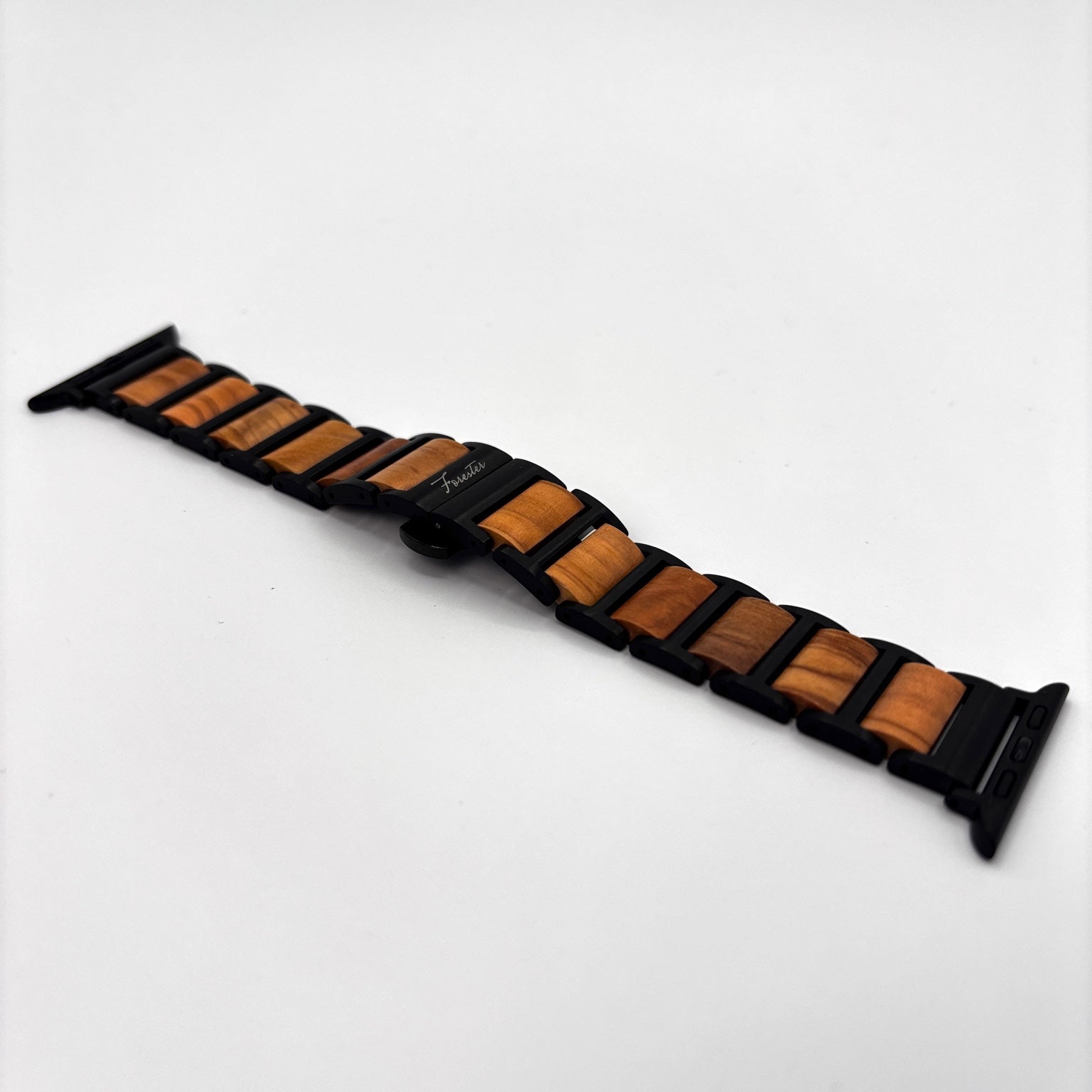 Forester Olive Wood & Black Metal Apple Watch Band