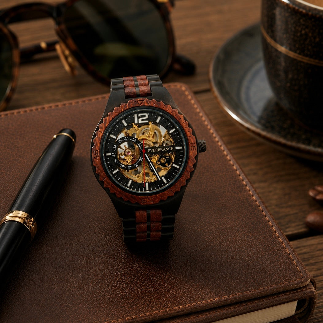 Solstice – Sandalwood & Walnut Automatic Watch by Everbranch