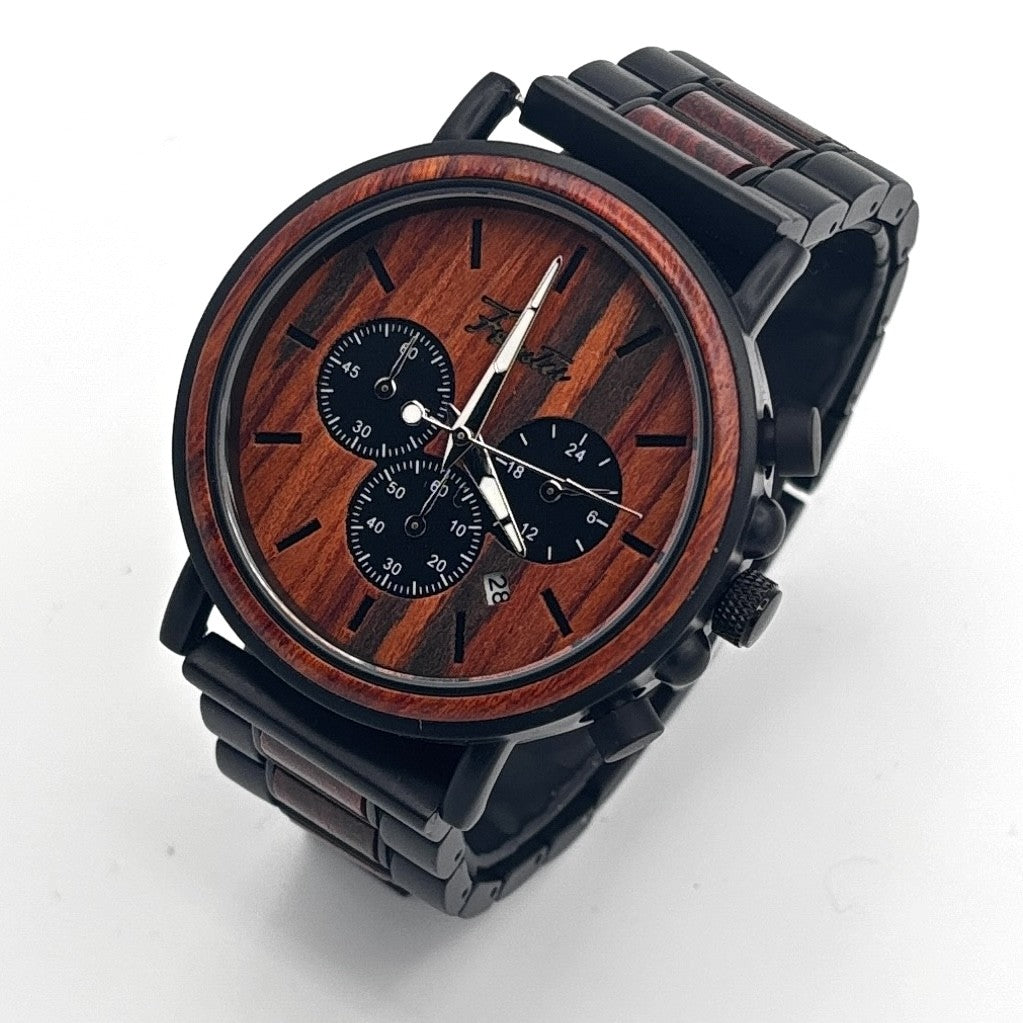 Forester Ember – Wooden Chronograph by Hedges Woodcraft